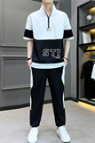 2025男生t恤套装夏季新款韩版潮流短袖衣服帅气一套A438-611-P70，男装T恤，电商A438