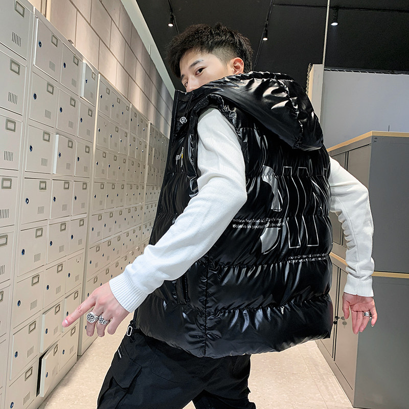 A436-8612-P752025秋季新款连帽上衣亮面宽松无袖休闲运动棉马甲，女装马甲，电商A438