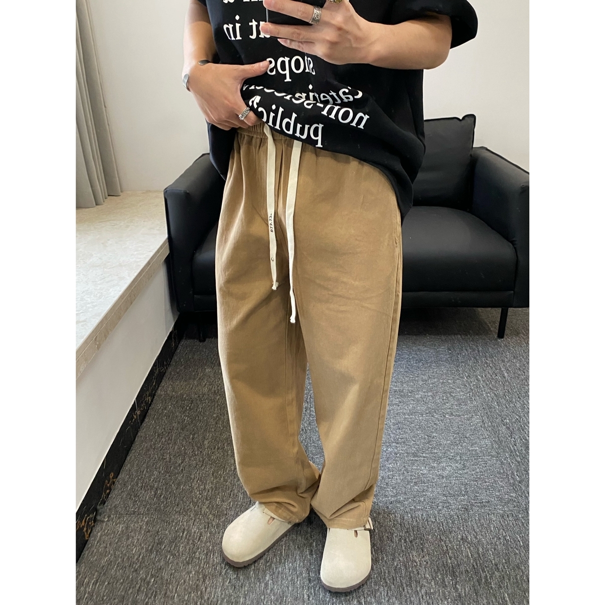 【官网免税】BEAMS NNDS裤子直筒垂感宽松休闲棉复古纯色工装裤男