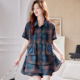 短裤 大码 套装 宝诗黎两件套格子衬衫 2025夏季 休闲洋气宽松短袖 女装