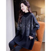 女装 宝诗黎蝙蝠袖 慵懒烫钻针织毛衣2026早春气质休闲百搭宽松大码