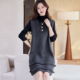 宝诗黎圆领针织背心连衣裙2026早春简约气质韩系老钱风休闲直筒裙