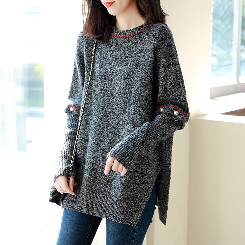 Bausch Li Nail bead Mosaic sweater 2019 new pattern Mid length version Autumn and winter Sweater Easy fashion jacket Women's wearin the Women's clothing/Boutique , Sweaters  category - from Buy2taobao.com to provide professional Taobao agent buy service