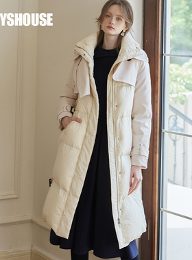 罗衣90%绒子含量鹅绒羽绒服女2024冬装新款轻薄保暖中长外套09048