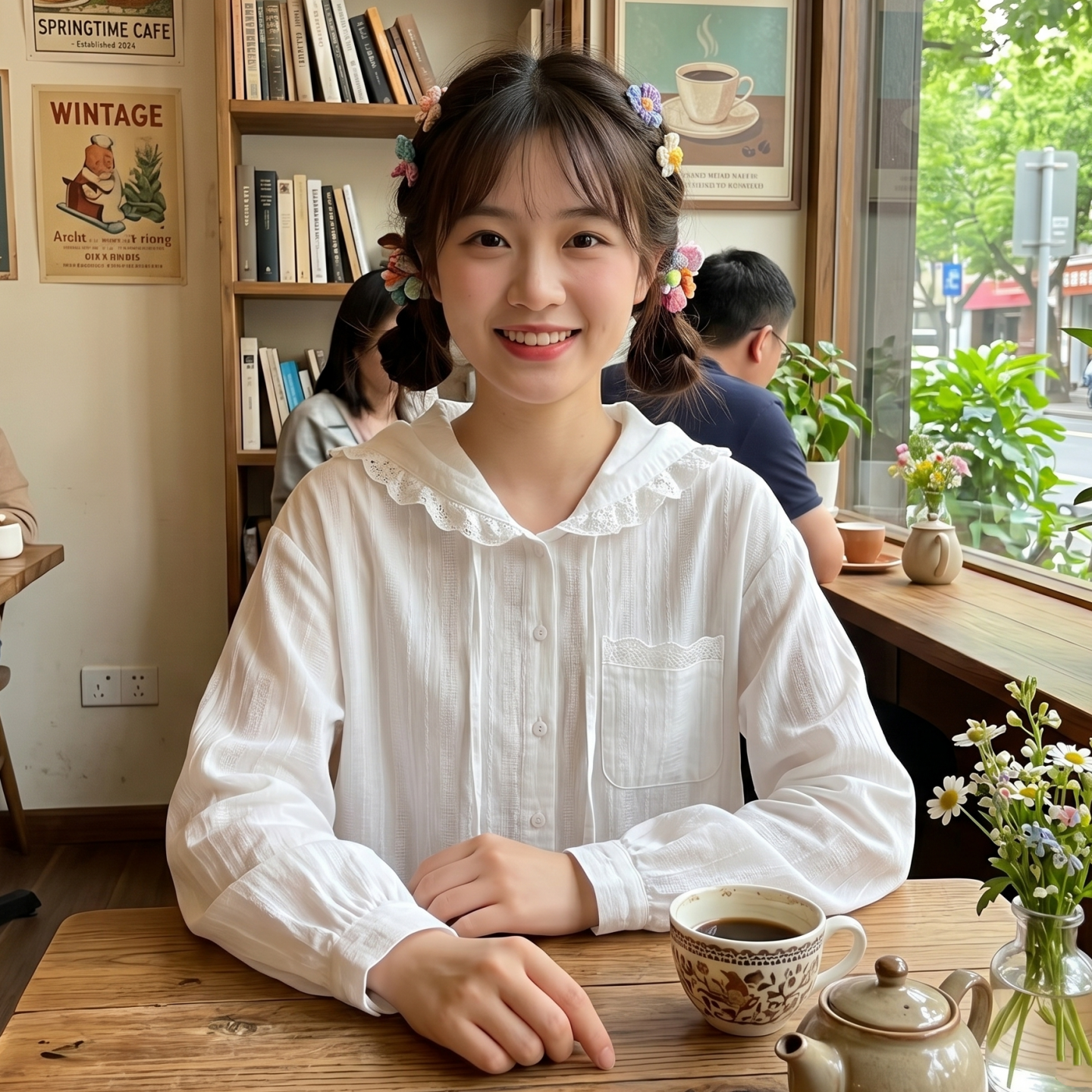 日系软妹学院风小清新荷叶边拼接长袖连帽白衬衫春夏新款薄外套女