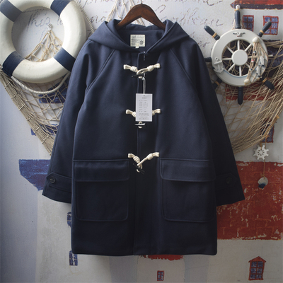 夹棉加厚牛角扣毛呢大衣jk外套女