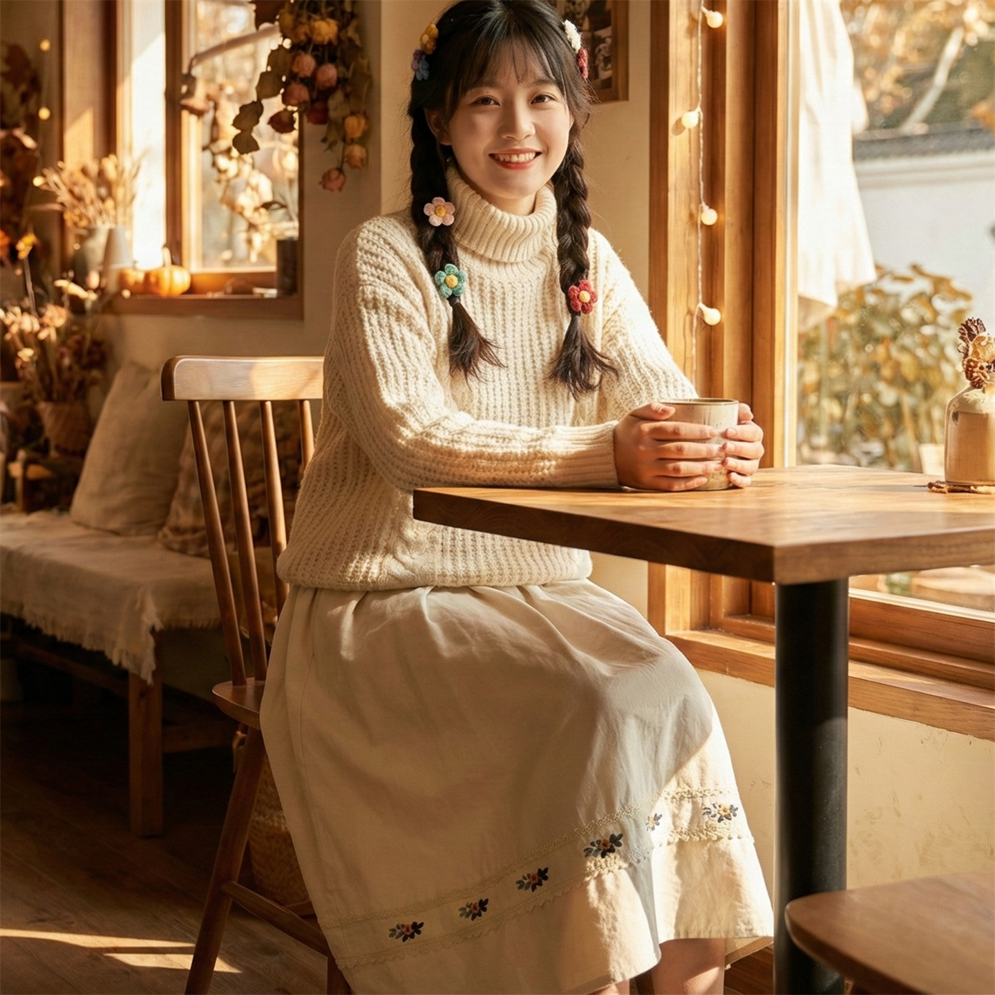 日系软妹森女系小清新刺绣花朵拼接蕾丝贴布松紧高腰A字半身裙子,女装/女士精品,半身裙,淘宝优惠券,粉丝福利购,淘宝优惠卷