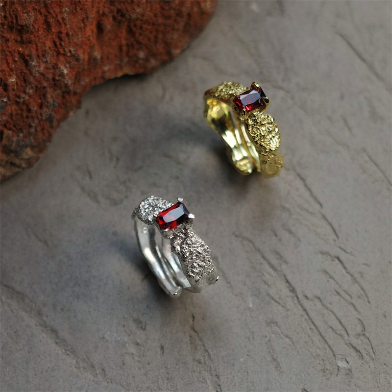 empress 47 fold赞多同款立体烘托公主方锆石戒指女925银个性指环