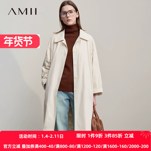 Amii【厚款羽绒服】25冬极简风商务通勤加厚保暖风衣羽绒服外套女