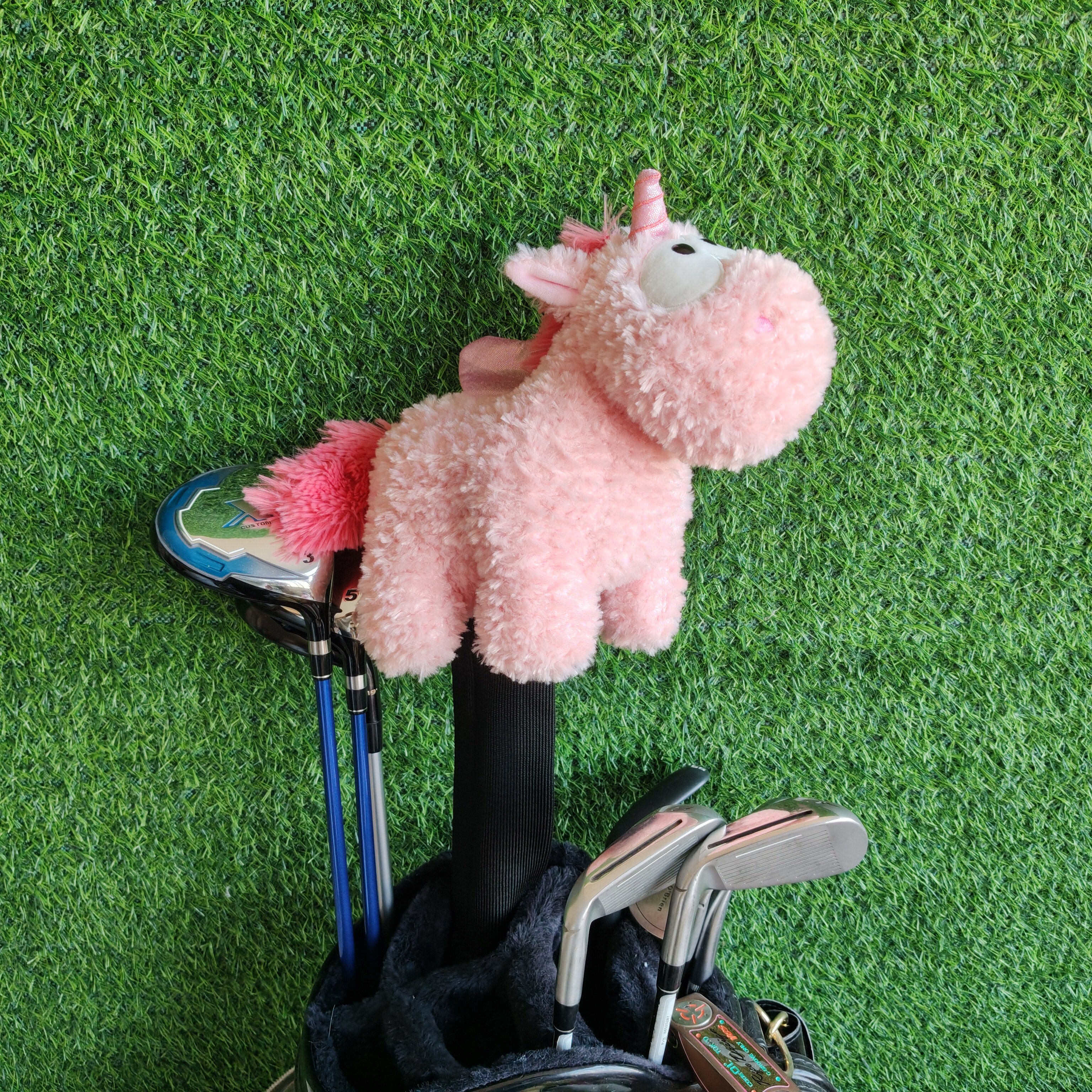 粉色独角兽高尔夫球杆套一号木帽套发球杆套杆头套卡通高尔夫礼品