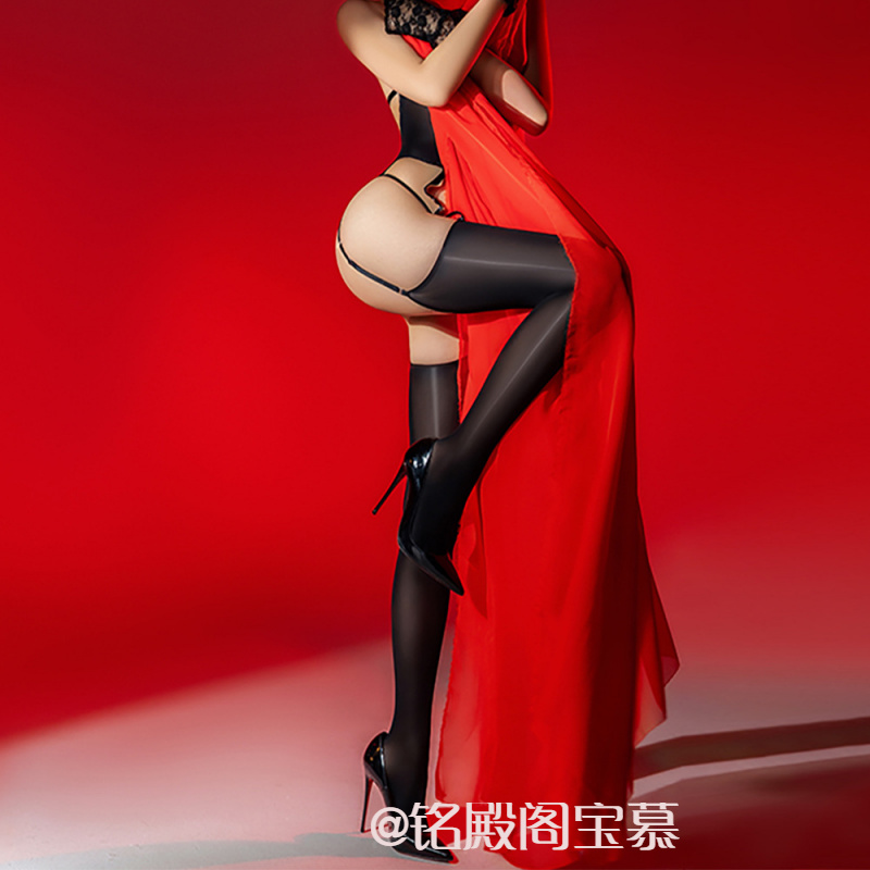 超薄马油高叉连体衣吊带丝袜油光