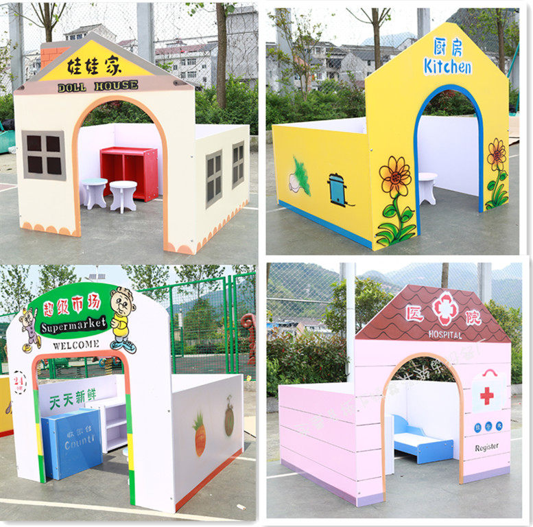 热卖幼儿园游戏屋 木质房子儿童娃娃家区角 过家家角色扮演娃娃屋