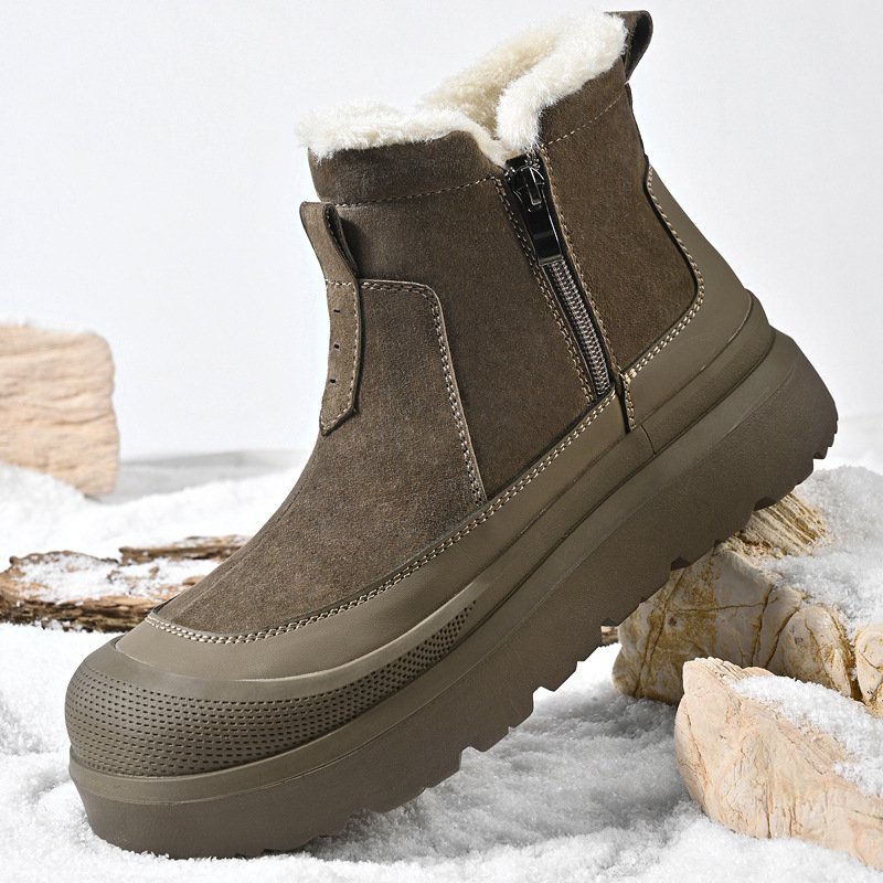 靴子男2025新款冬季加绒保暖户外防滑雪地靴男款抗寒加厚东北棉鞋