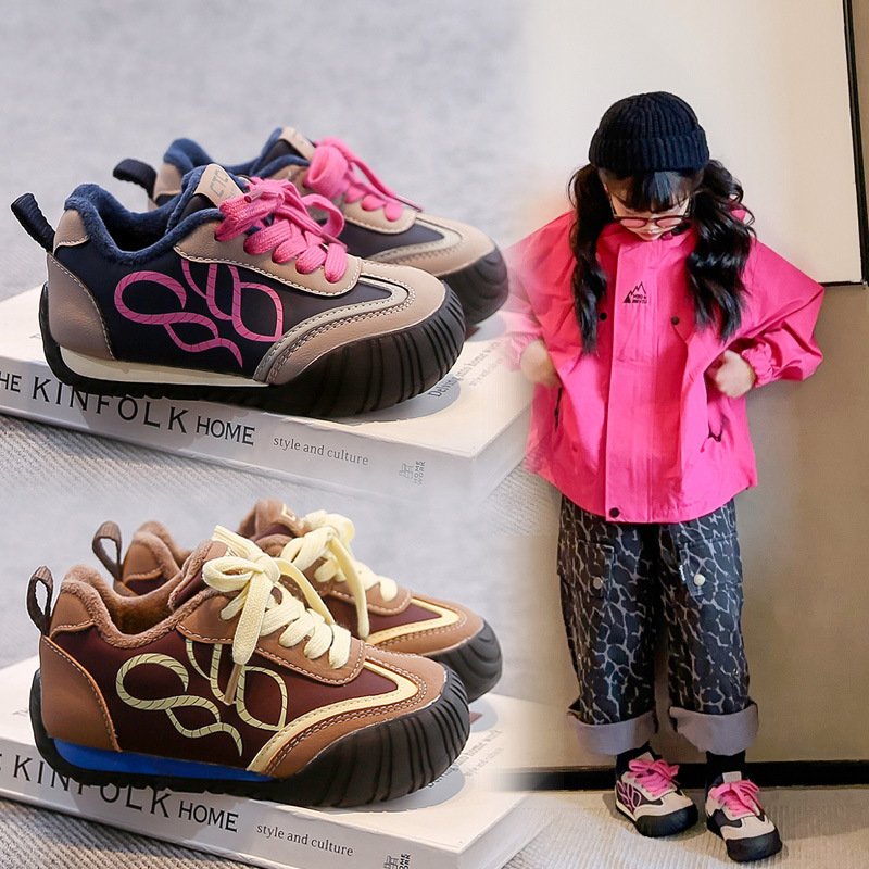 女童运动鞋2025冬季新款儿童加绒二棉男童休闲阿甘鞋女孩登山鞋代