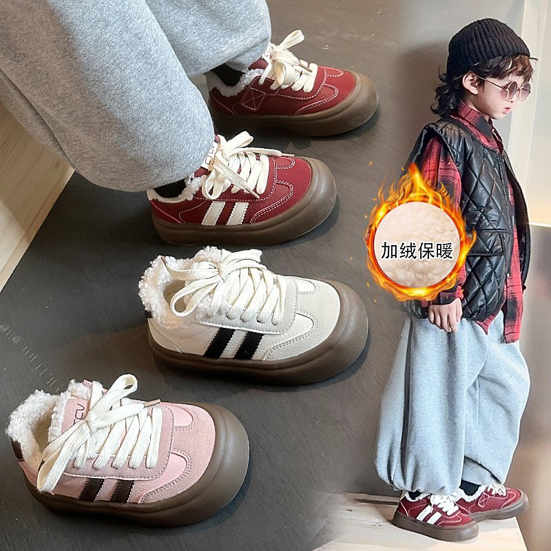 加绒厚底德训鞋女款2025秋冬季新款百搭爆款增高休闲运动板鞋