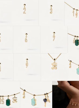 DIY热销新款数字满钻项链金色轻奢ins简约高级百搭纯银项饰手搭配