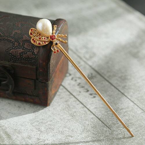 头饰锆石珍珠高档手工发簪DIY925