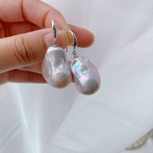 耳不规则耳坠炫彩大法式珍珠le