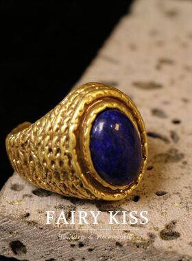 【孤品清仓】中古风饰品宫廷风简约天然石开口戒指铜合金百搭气质