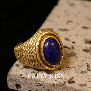 【孤品清仓】中古风饰品宫廷风简约天然石开口戒指铜合金百搭气质