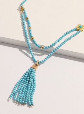 国潮天然绿松石流苏吊坠两戴款项