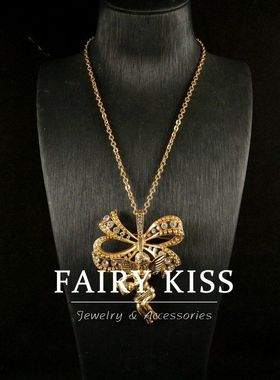 两用胸针镶钻镀饰品项链爱心中古