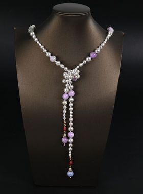 旗袍中古风百搭外套新中式珍珠流苏饰品国潮套配饰琉璃项链长款