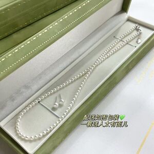 夏季新款3-4mm淡水珍珠项链近圆淡水珠宝耳钉批发零售珠宝饰品套