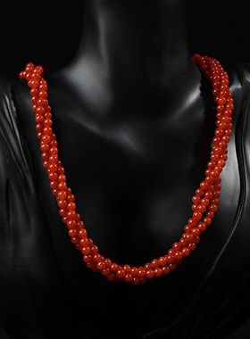 玫红色麻花天然项链链彩色锁骨