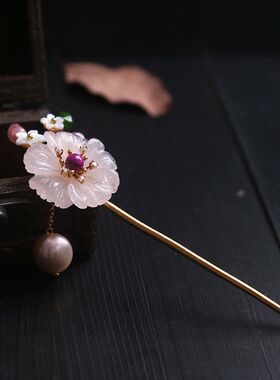 925女发钗粉晶汉服高档清新古装