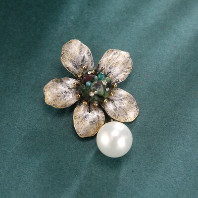 天然半宝石 锦簇复古做旧精致小巧花朵胸针吊坠两用 手工配饰