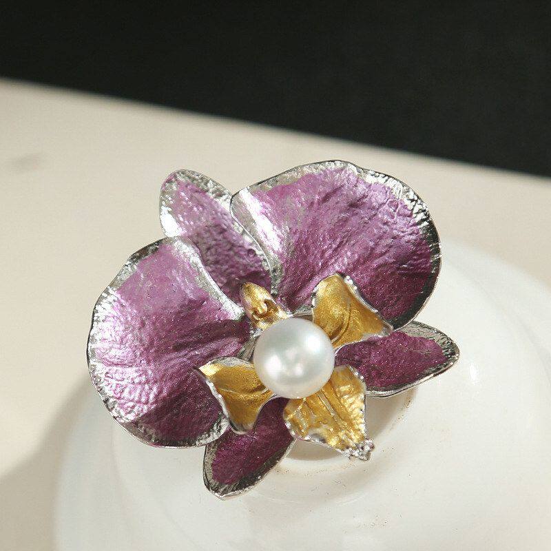 胸针蝴蝶兰配饰珍珠丝巾原创扣夏胸花手作礼服领口防走光吊坠