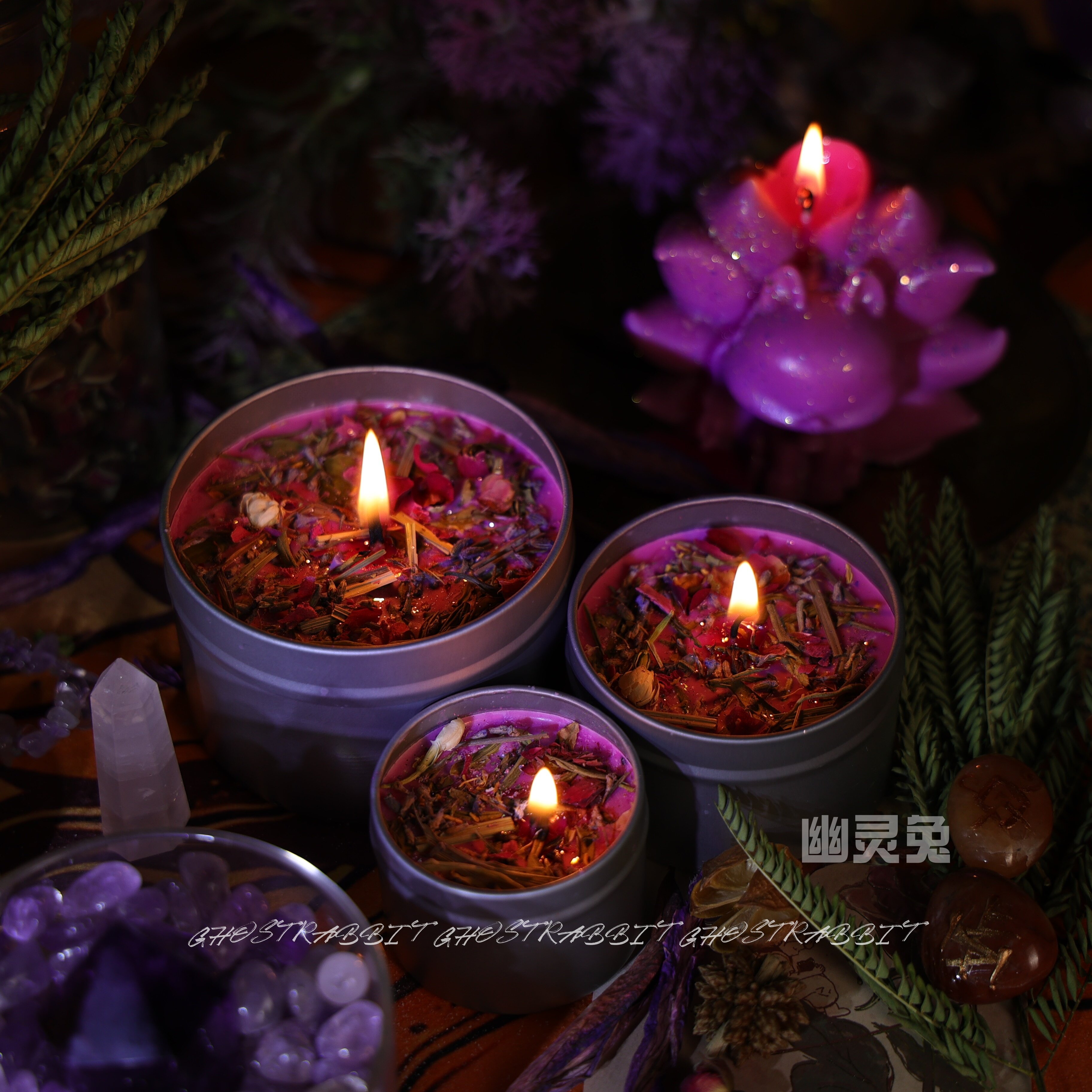 幽灵兔手作水晶许愿香薰蜡烛