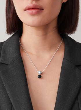 LUCKY 琥珀色玻璃圆球拼色极简冷淡百搭小众时尚COS风格锁骨项链