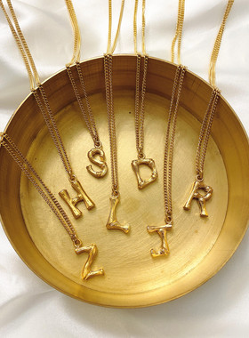 lucky 回馈款 新款百搭经典竹节字母项链 毛衣链 ins风 包邮