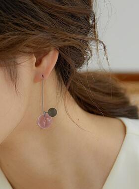 LUCKY  莫兰迪冷淡风玻璃小众轻奢百搭长款耳环