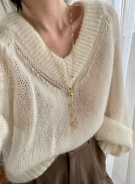 冷淡风白领极简小众设计师毛衣链