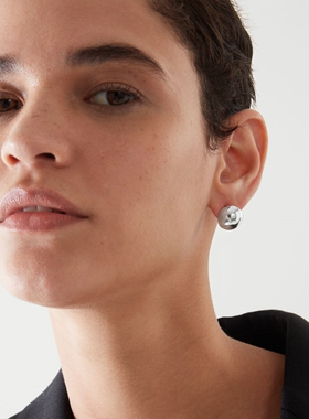 LUCKY 圆形轻奢小众极简COS风格耳环耳钉时尚冷淡风