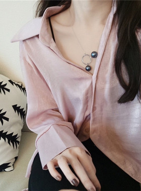 cos轻奢双球蓝灰色ins极简项链