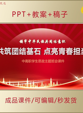 中高职思政PPT共筑团结基石点亮青春担当主题班会演讲课件AL320