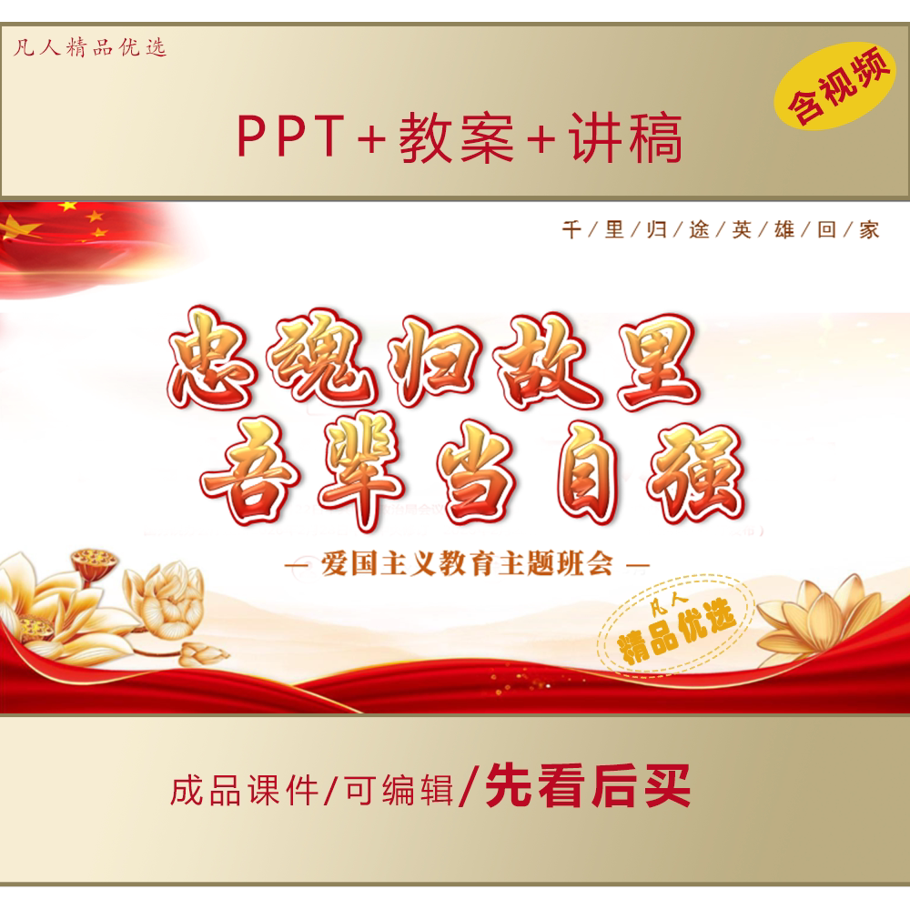 中小学生爱国教育PPT致敬抗美援朝英雄忠魂归故里吾辈当自强LJ673