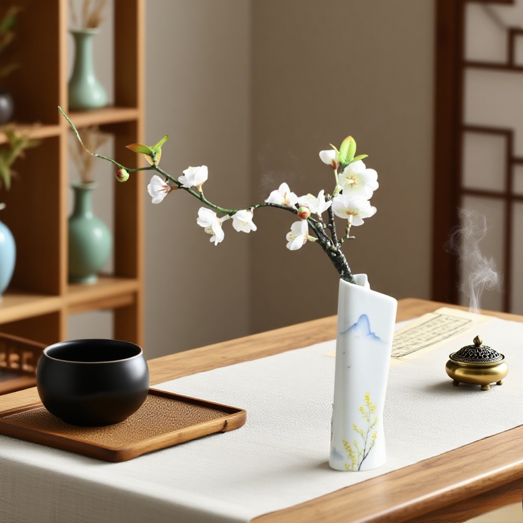 中式禅意仿真梅花枝腊梅花假花客厅桌面茶室民宿花瓶装饰插花摆件