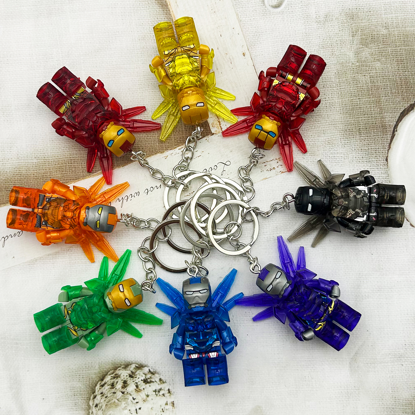 钥匙扣挂件环圈重装钢铁侠MK85人仔男士汽车书包网红拼装积木玩具