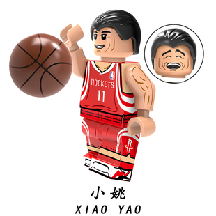 NBA篮球球星XP147姚明火箭队第三方儿童益智拼装男孩积木人仔玩具