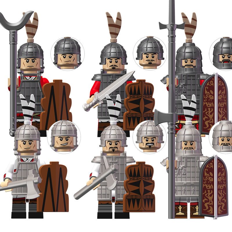 KT1093 中国古代汉朝重装步兵精锐步兵轻步兵小颗粒积木人仔玩具