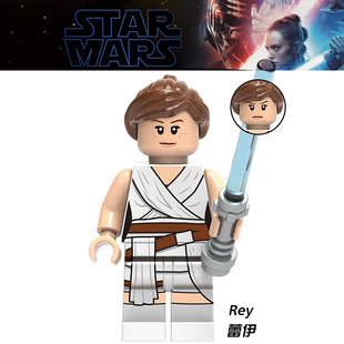 星球大战9天行者的崛起人仔绝地武士光剑Rey-蕾伊拼装积木玩具