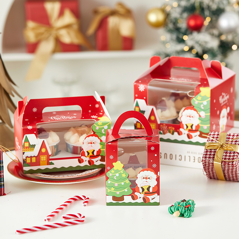圣诞节纸杯蛋糕盒马芬杯包装盒子