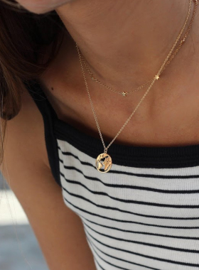 小众品牌世界地图925银ins吊坠