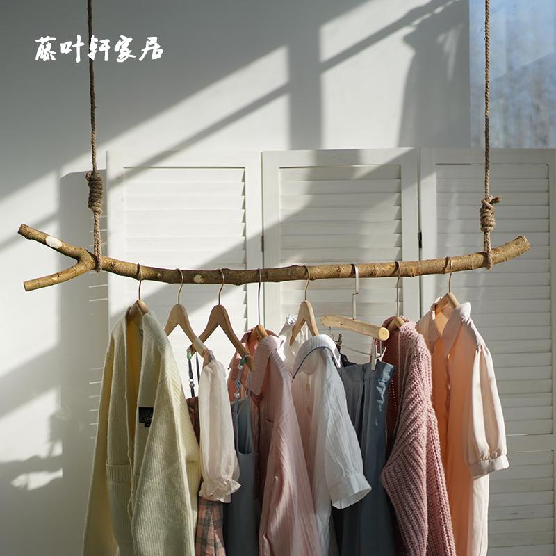 分叉天然装饰实木造景树枝挂衣吊杆树干衣帽架杆枯木原木挂衣架