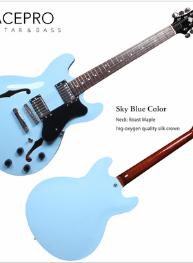 正品Acepro爱艺思AH-701天蓝色半空心爵士琴 炭烤枫木电吉他学生